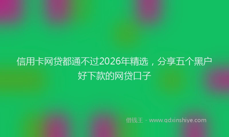 信用卡网贷都通不过2026年精选，分享五个黑户好下款的网贷口子