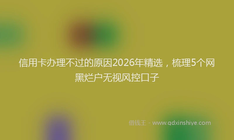 信用卡办理不过的原因2026年精选，梳理5个网黑烂户无视风控口子