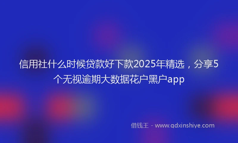信用社什么时候贷款好下款2025年精选，分享5个无视逾期大数据花户黑户app
