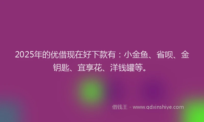 2025年的优借现在好下款有：小金鱼、省呗、金钥匙、宜享花、洋钱罐等。