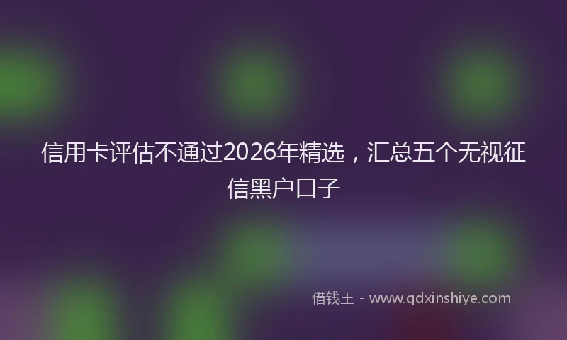 信用卡评估不通过2026年精选，汇总五个无视征信黑户口子