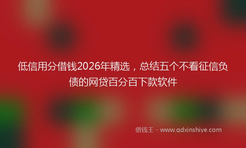 低信用分借钱2026年精选，总结五个不看征信负债的网贷百分百下款软件