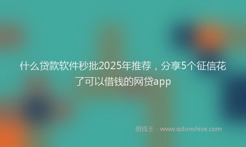 什么贷款软件秒批2025年推荐，分享5个征信花了可以借钱的网贷app