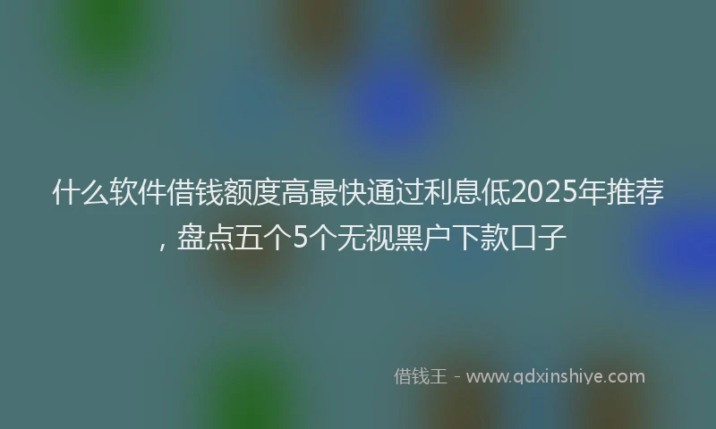 什么软件借钱额度高最快通过利息低2025年推荐,盘点五个5个无视黑户下款口子