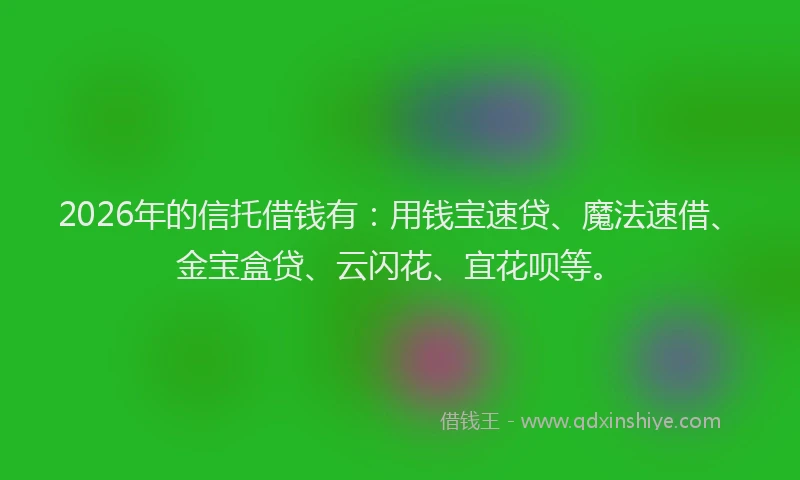 2026年的信托借钱有：用钱宝速贷、魔法速借、金宝盒贷、云闪花、宜花呗等。