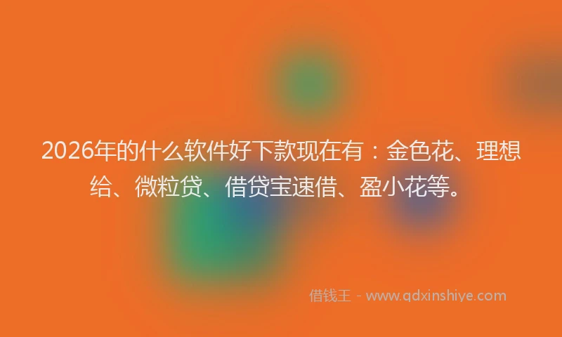 2026年的什么软件好下款现在有：金色花、理想给、微粒贷、借贷宝速借、盈小花等。