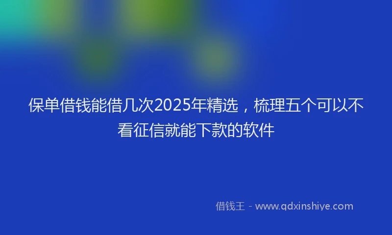 保单借钱能借几次2025年精选，梳理五个可以不看征信就能下款的软件