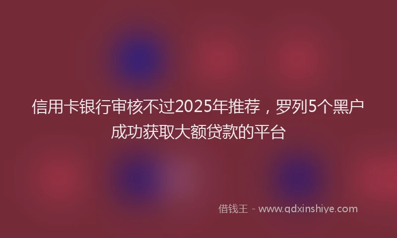 信用卡银行审核不过2025年推荐，罗列5个黑户成功获取大额贷款的平台