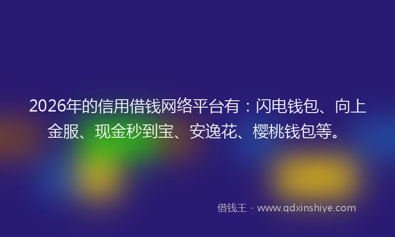 2026年的信用借钱网络平台有：闪电钱包、向上金服、现金秒到宝、安逸花、樱桃钱包等。