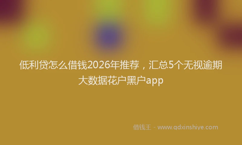 低利贷怎么借钱2026年推荐，汇总5个无视逾期大数据花户黑户app