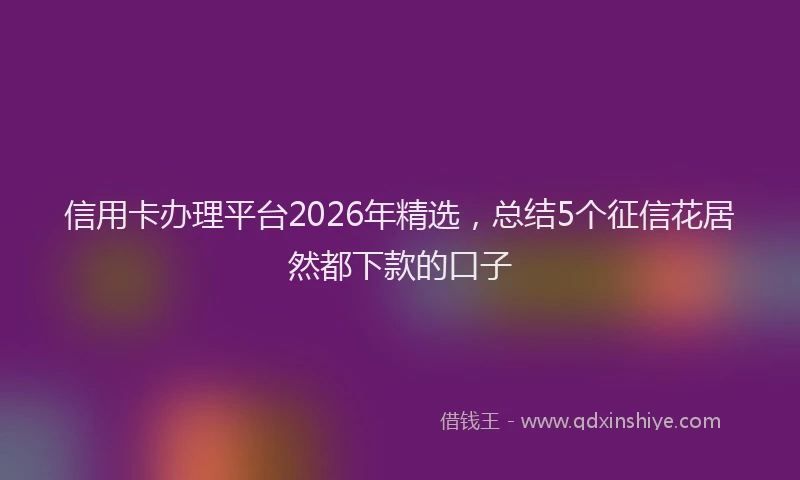 信用卡办理平台2026年精选，总结5个征信花居然都下款的口子
