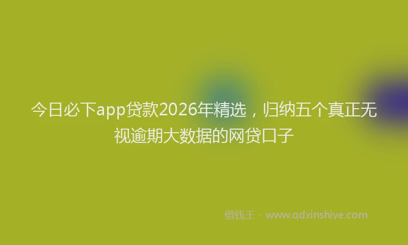 今日必下app贷款2026年精选，归纳五个真正无视逾期大数据的网贷口子