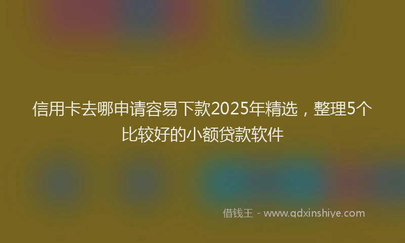 信用卡去哪申请容易下款2025年精选，整理5个比较好的小额贷款软件