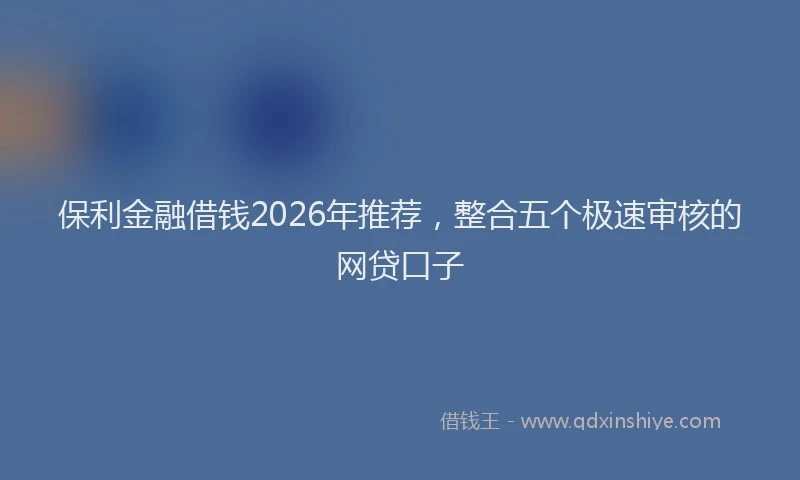 保利金融借钱2026年推荐，整合五个极速审核的网贷口子
