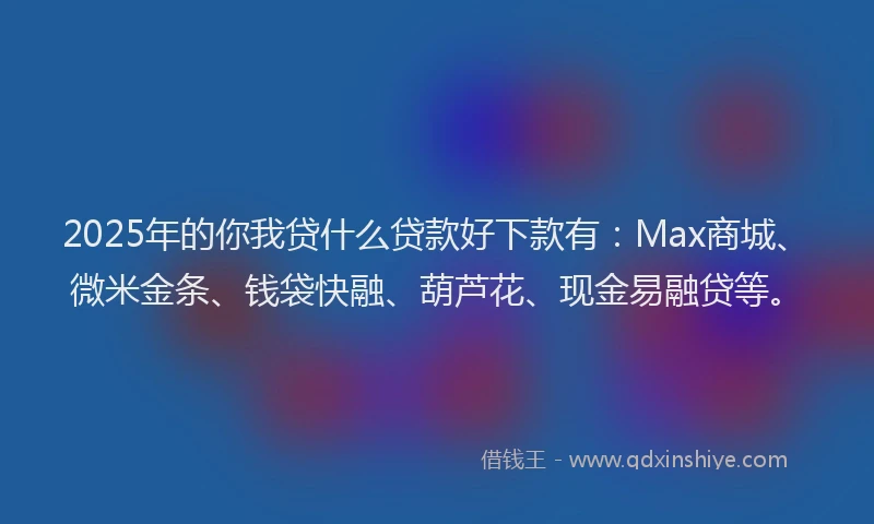 2025年的你我贷什么贷款好下款有：Max商城、微米金条、钱袋快融、葫芦花、现金易融贷等。