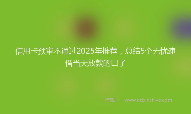 信用卡预审不通过2025年推荐，总结5个无忧速借当天放款的口子