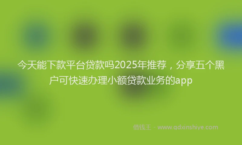 今天能下款平台贷款吗2025年推荐，分享五个黑户可快速办理小额贷款业务的app