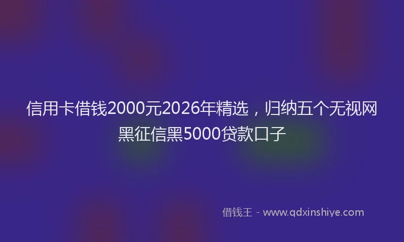 信用卡借钱2000元2026年精选,归纳五个无视网黑征信黑5000贷款口子