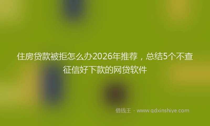 住房贷款被拒怎么办2026年推荐，总结5个不查征信好下款的网贷软件