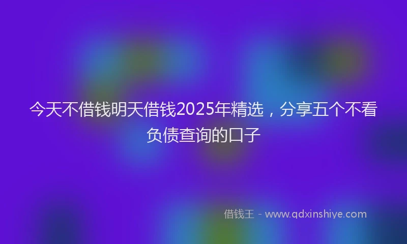 今天不借钱明天借钱2025年精选，分享五个不看负债查询的口子