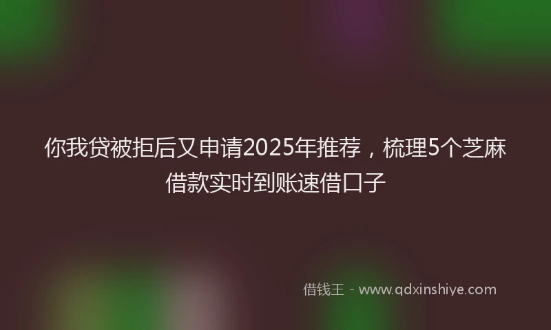 你我贷被拒后又申请2025年推荐,梳理5个芝麻借款实时到账速借口子