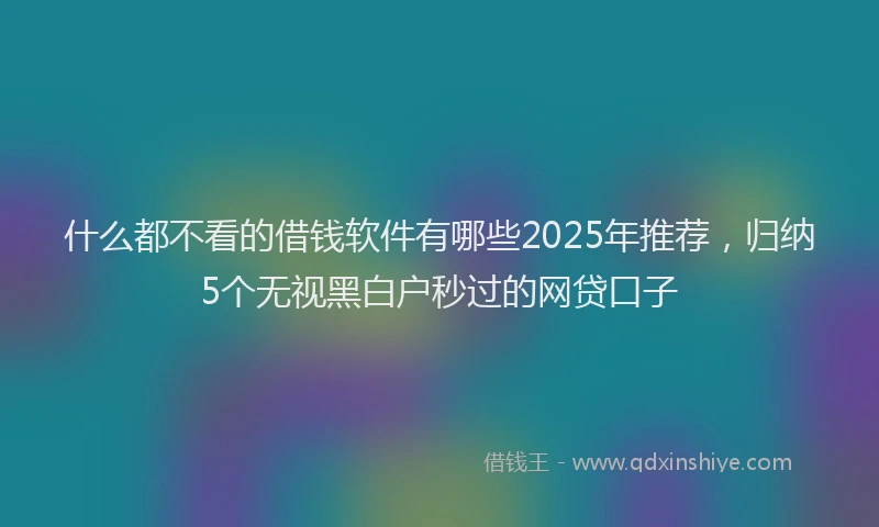 什么都不看的借钱软件有哪些2025年推荐，归纳5个无视黑白户秒过的网贷口子