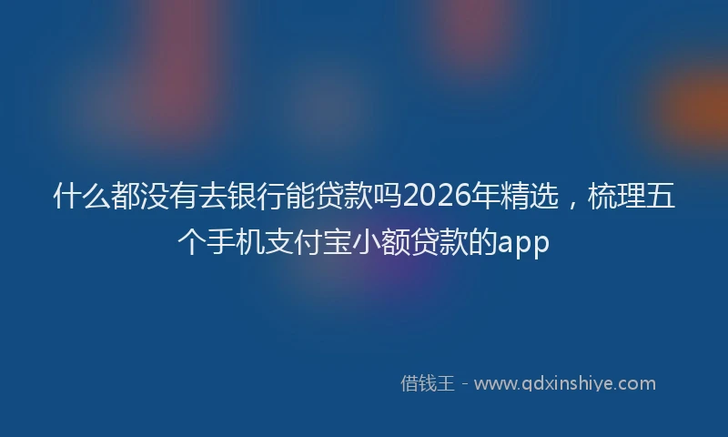 什么都没有去银行能贷款吗2026年精选，梳理五个手机支付宝小额贷款的app