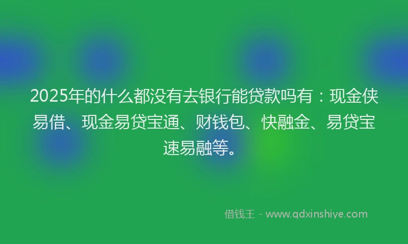 2025年的什么都没有去银行能贷款吗有：现金侠易借、现金易贷宝通、财钱包、快融金、易贷宝速易融等。