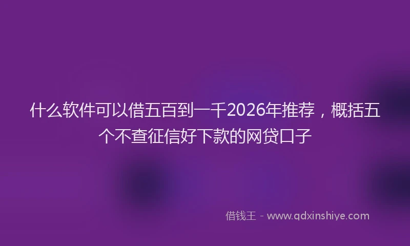 什么软件可以借五百到一千2026年推荐，概括五个不查征信好下款的网贷口子