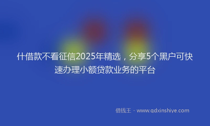 什借款不看征信2025年精选，分享5个黑户可快速办理小额贷款业务的平台