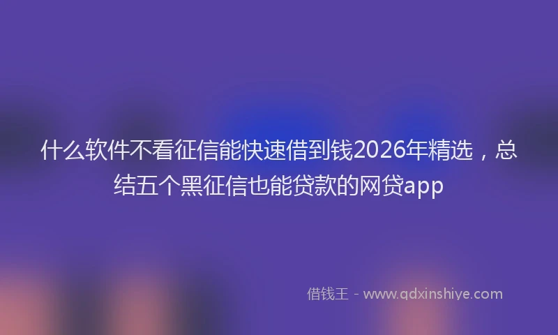 什么软件不看征信能快速借到钱2026年精选,总结五个黑征信也能贷款的网贷app