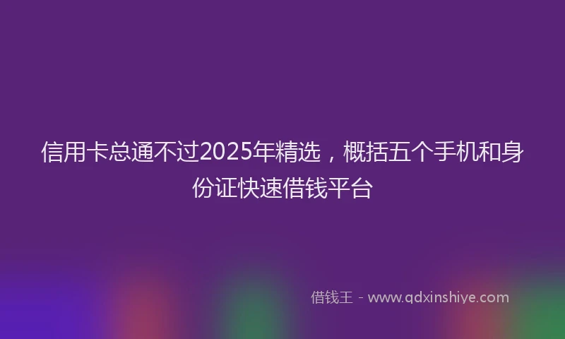 信用卡总通不过2025年精选，概括五个手机和身份证快速借钱平台