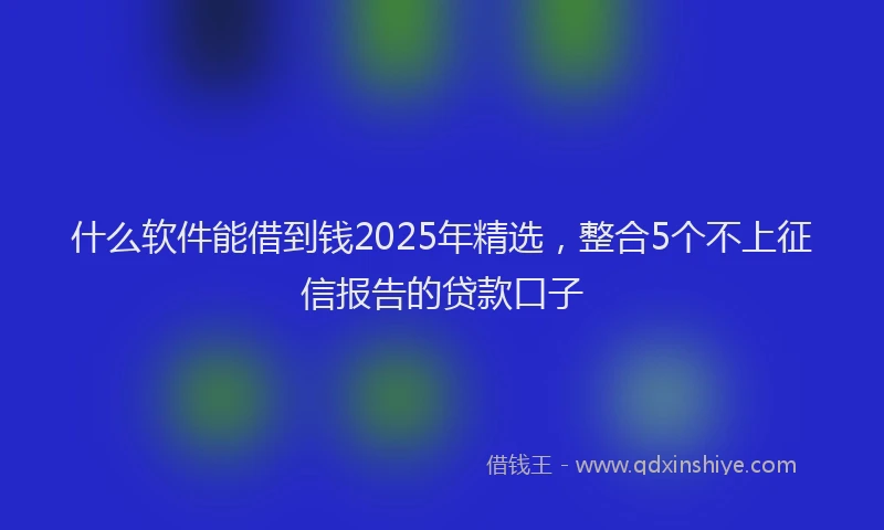 什么软件能借到钱2025年精选，整合5个不上征信报告的贷款口子