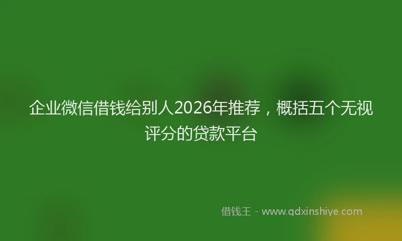 企业微信借钱给别人2026年推荐，概括五个无视评分的贷款平台