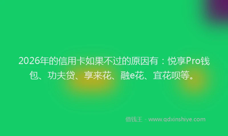 2026年的信用卡如果不过的原因有：悦享Pro钱包、功夫贷、享来花、融e花、宜花呗等。