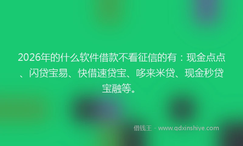 2026年的什么软件借款不看征信的有：现金点点、闪贷宝易、快借速贷宝、哆来米贷、现金秒贷宝融等。