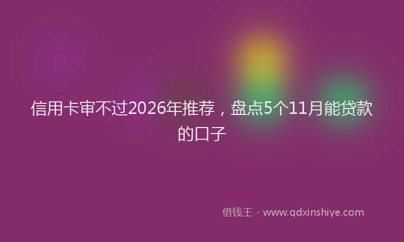 信用卡审不过2026年推荐，盘点5个11月能贷款的口子