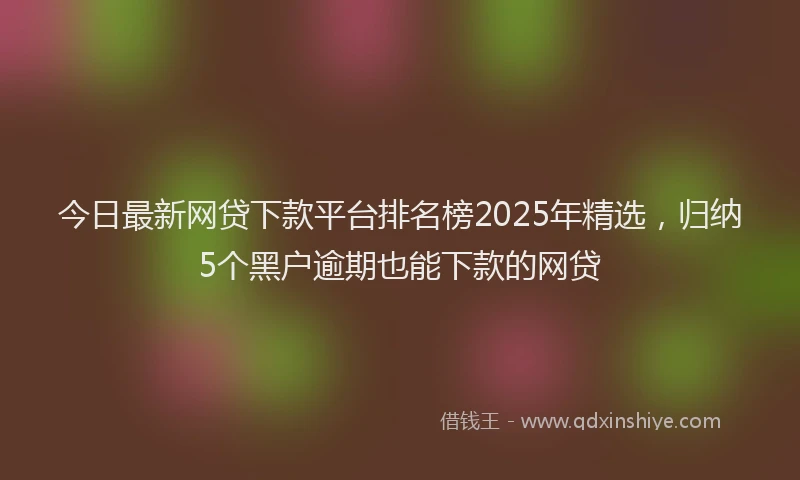 今日最新网贷下款平台排名榜2025年精选，归纳5个黑户逾期也能下款的网贷