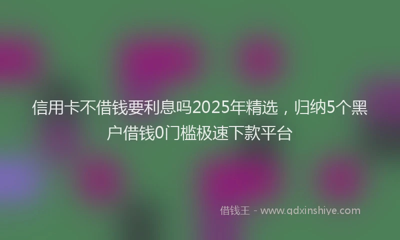 信用卡不借钱要利息吗2025年精选,归纳5个黑户借钱0门槛极速下款平台