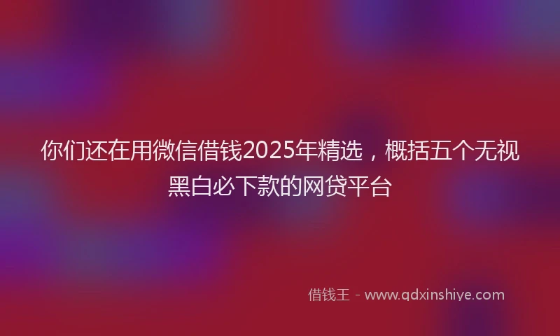 你们还在用微信借钱2025年精选，概括五个无视黑白必下款的网贷平台
