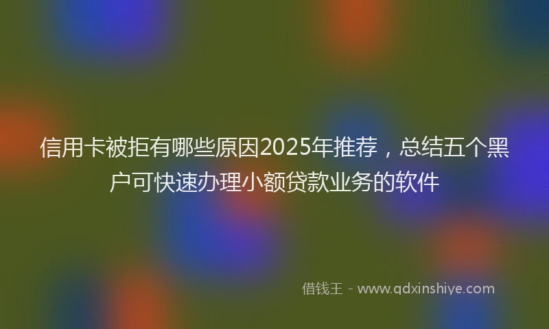 信用卡被拒有哪些原因2025年推荐，总结五个黑户可快速办理小额贷款业务的软件