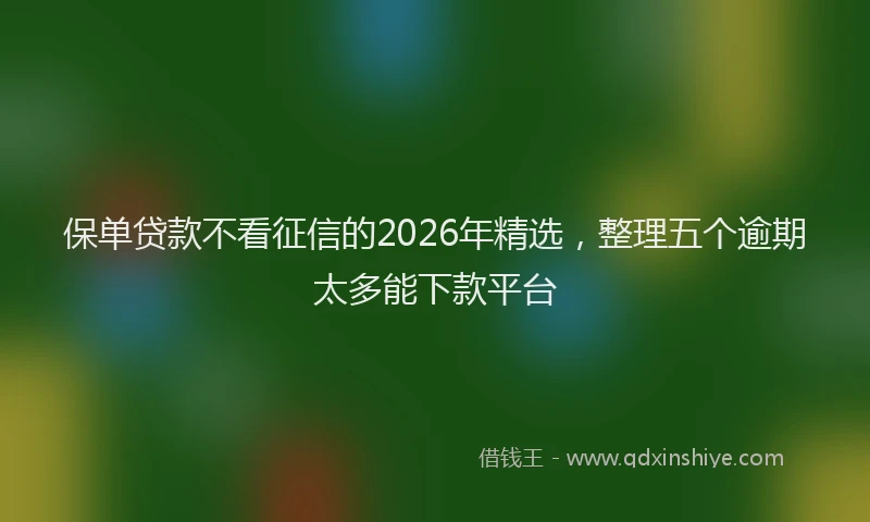 保单贷款不看征信的2026年精选，整理五个逾期太多能下款平台