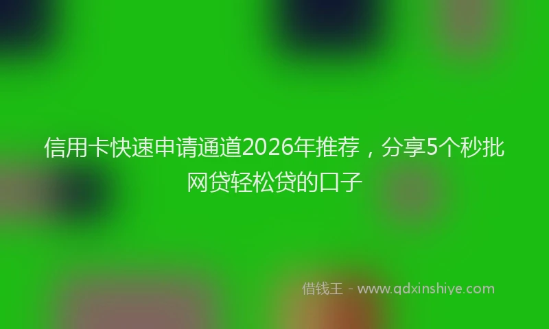 信用卡快速申请通道2026年推荐,分享5个秒批网贷轻松贷的口子