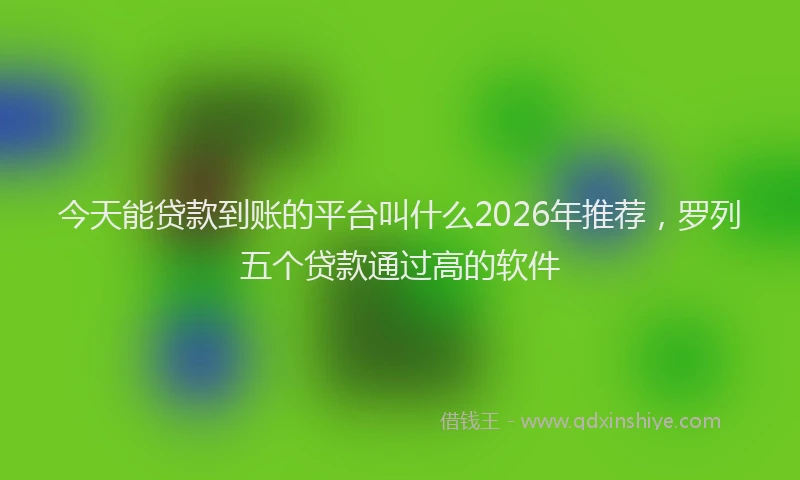 今天能贷款到账的平台叫什么2026年推荐，罗列五个贷款通过高的软件