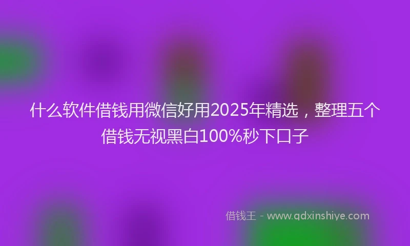 什么软件借钱用微信好用2025年精选,整理五个借钱无视黑白100%秒下口子
