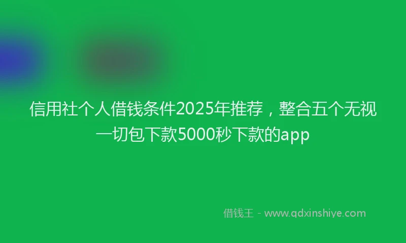 信用社个人借钱条件2025年推荐，整合五个无视一切包下款5000秒下款的app