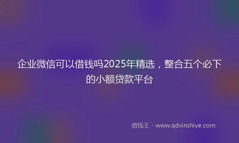 企业微信可以借钱吗2025年精选，整合五个必下的小额贷款平台