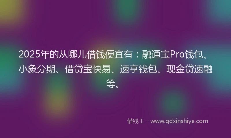 2025年的从哪儿借钱便宜有：融通宝Pro钱包、小象分期、借贷宝快易、速享钱包、现金贷速融等。