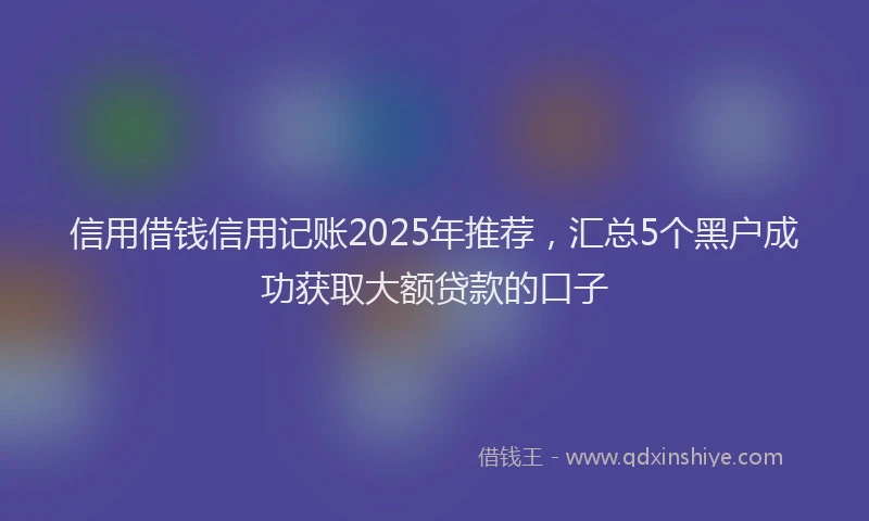 信用借钱信用记账2025年推荐,汇总5个黑户成功获取大额贷款的口子