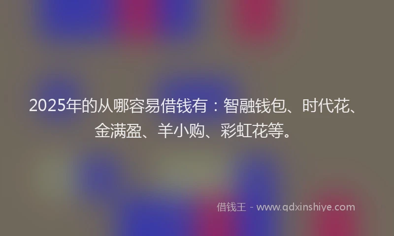 2025年的从哪容易借钱有：智融钱包、时代花、金满盈、羊小购、彩虹花等。